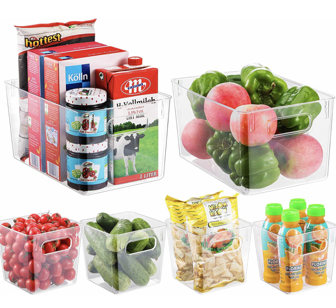 Set of 6 Fridge Organizing Bins 