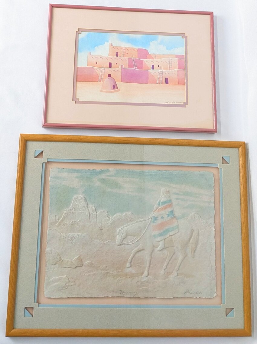Signed Southwest Art - Priscilla Hand Cast "Journey", Ron Toahani Jackson Cliff Dwellings