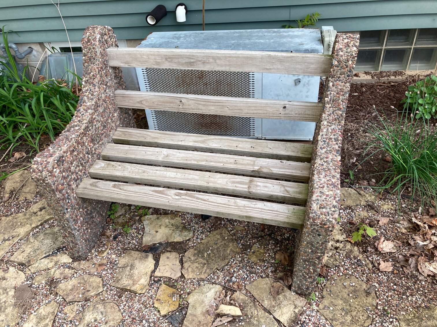Concrete Benches And Birdbath