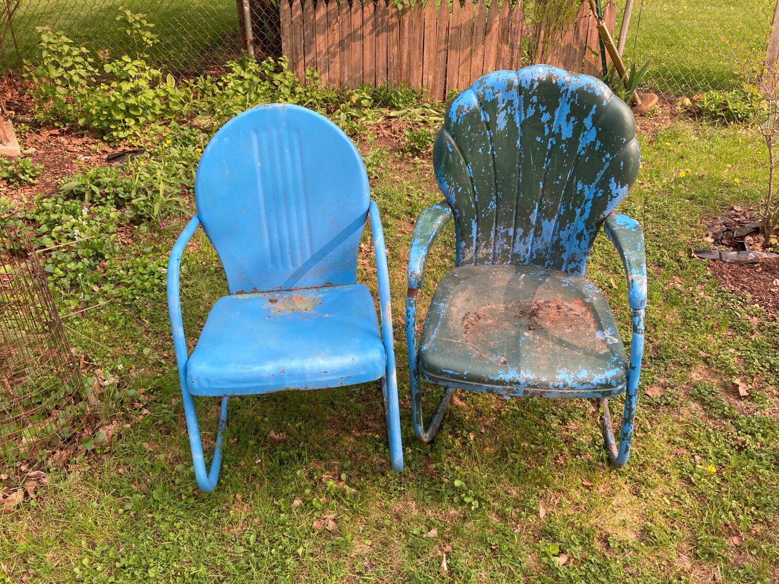 Blue Metal Chairs