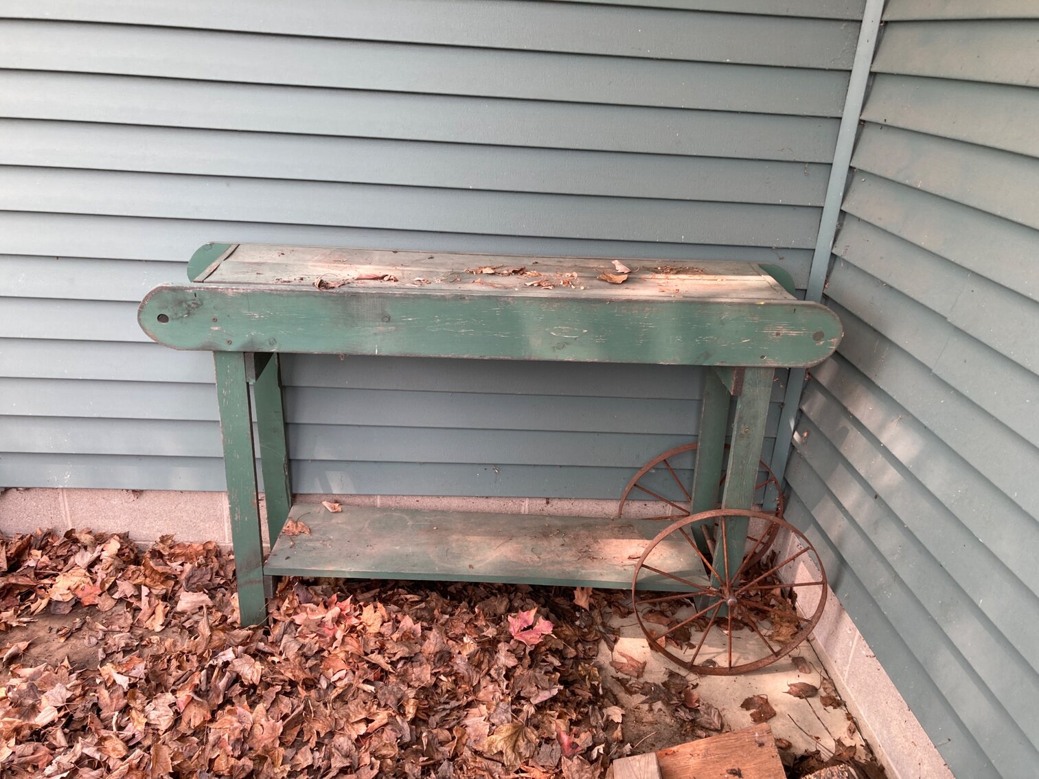 Wood Cart With Metal Wheels