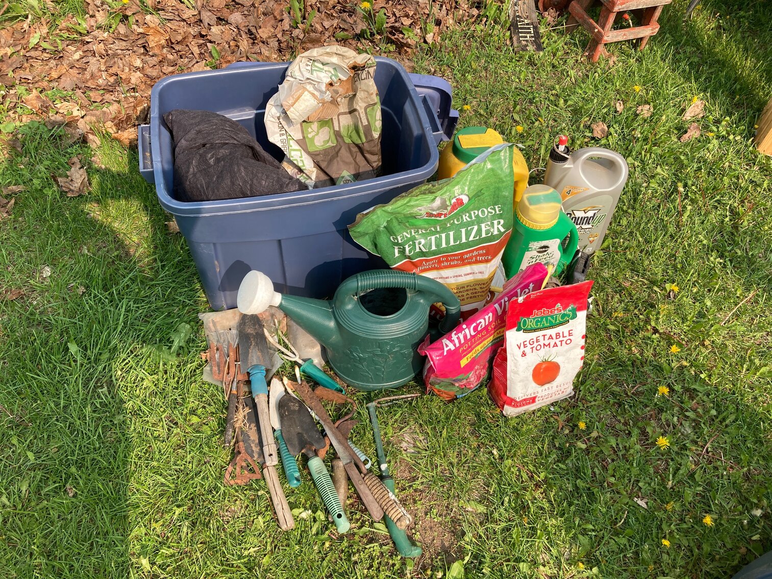 Gardening Tools, Lime And Weed Killer