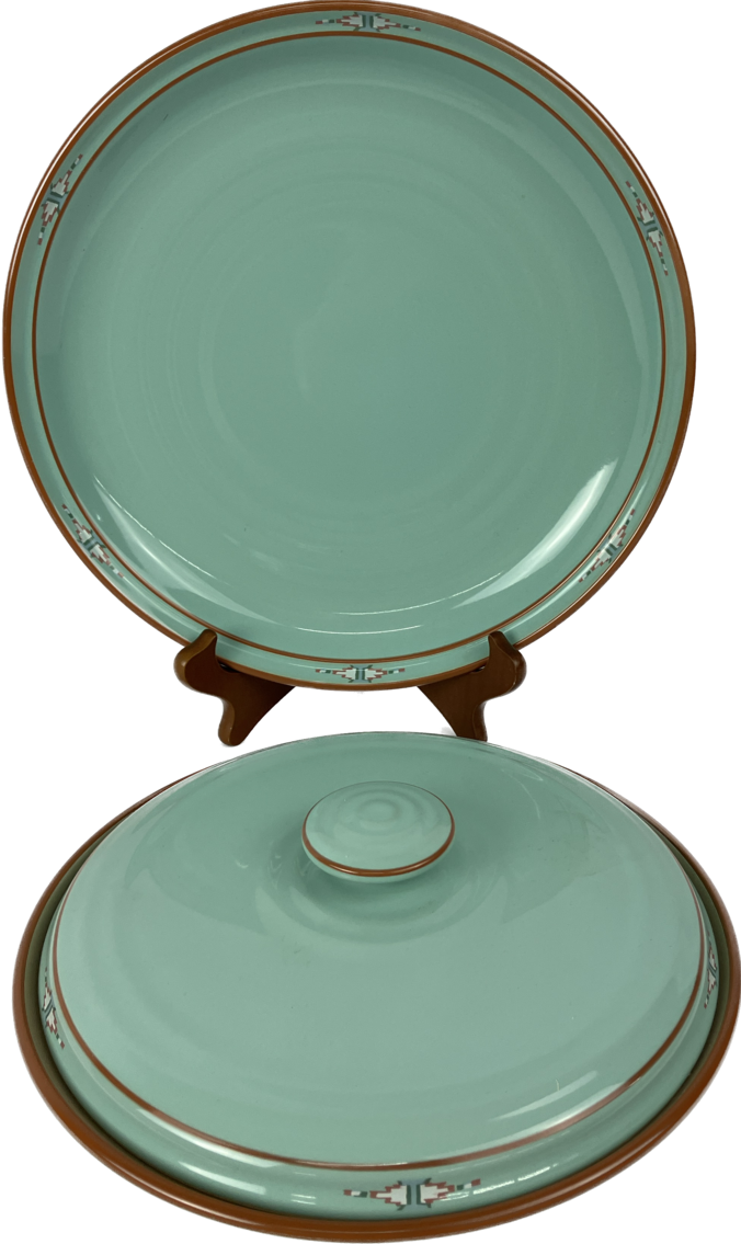 Vintage Noritake Boulder Ridge #8674 Stoneware Platter & Covered Tortilla Warmer