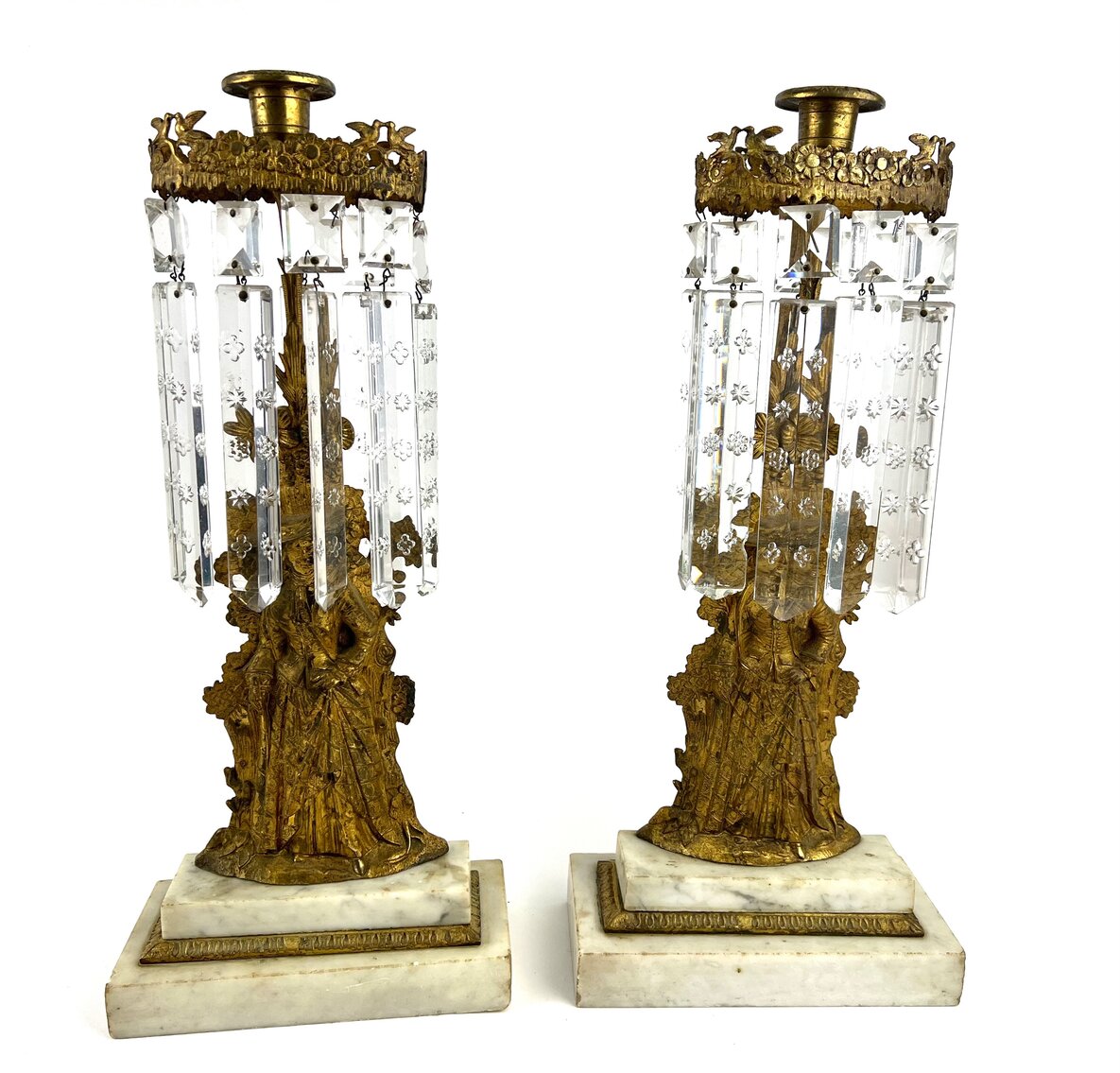 Cornelius and Co. Gilded Girandole Caldelabra with Prisms - Circa 1800's