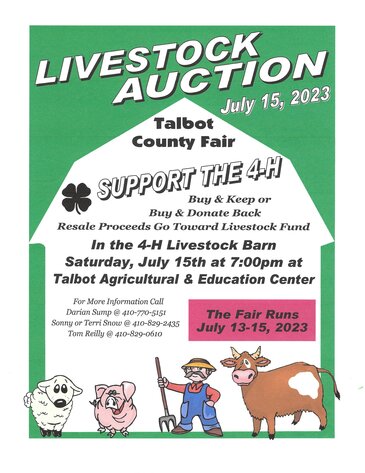 Image for Jul 15, 2023 4-H Livestock Auction - Talbot County Fair