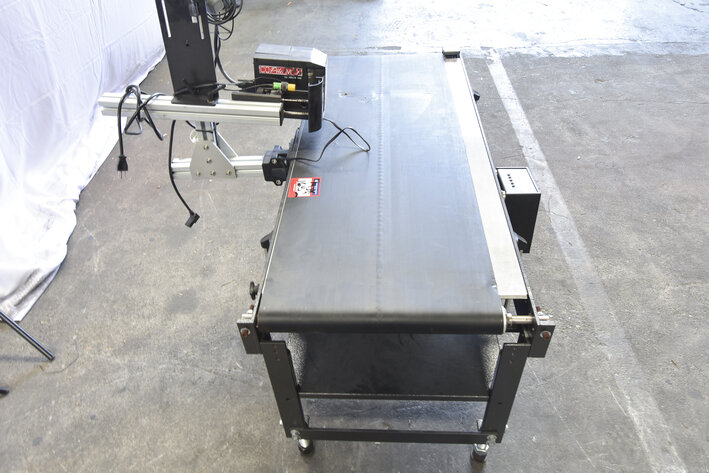 Image for ***SOLD*** MJK1652 Eastey Box Conveyor with Squid Ink PrinterBarcode Printer