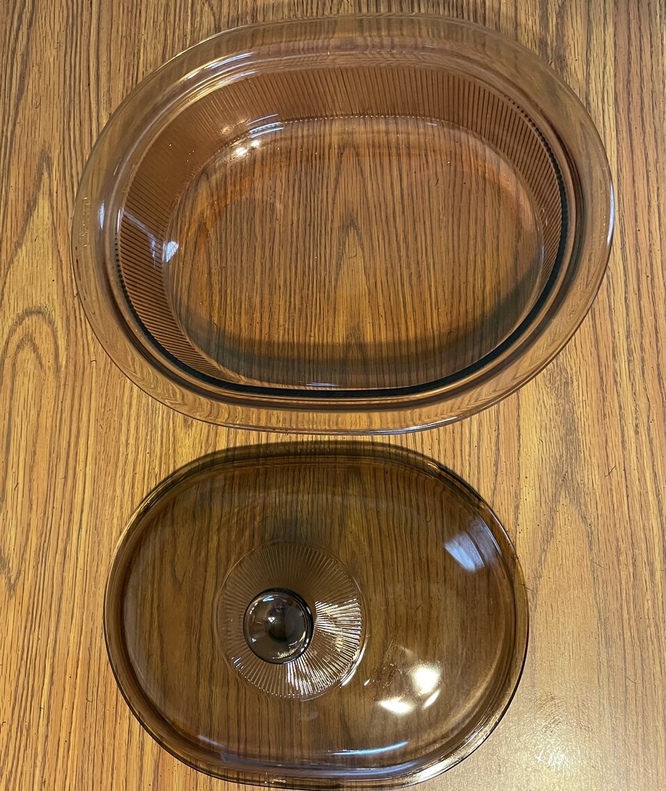 Vintage Vision Ware Cranberry 4qt Covered Casserole Dish V-34-B