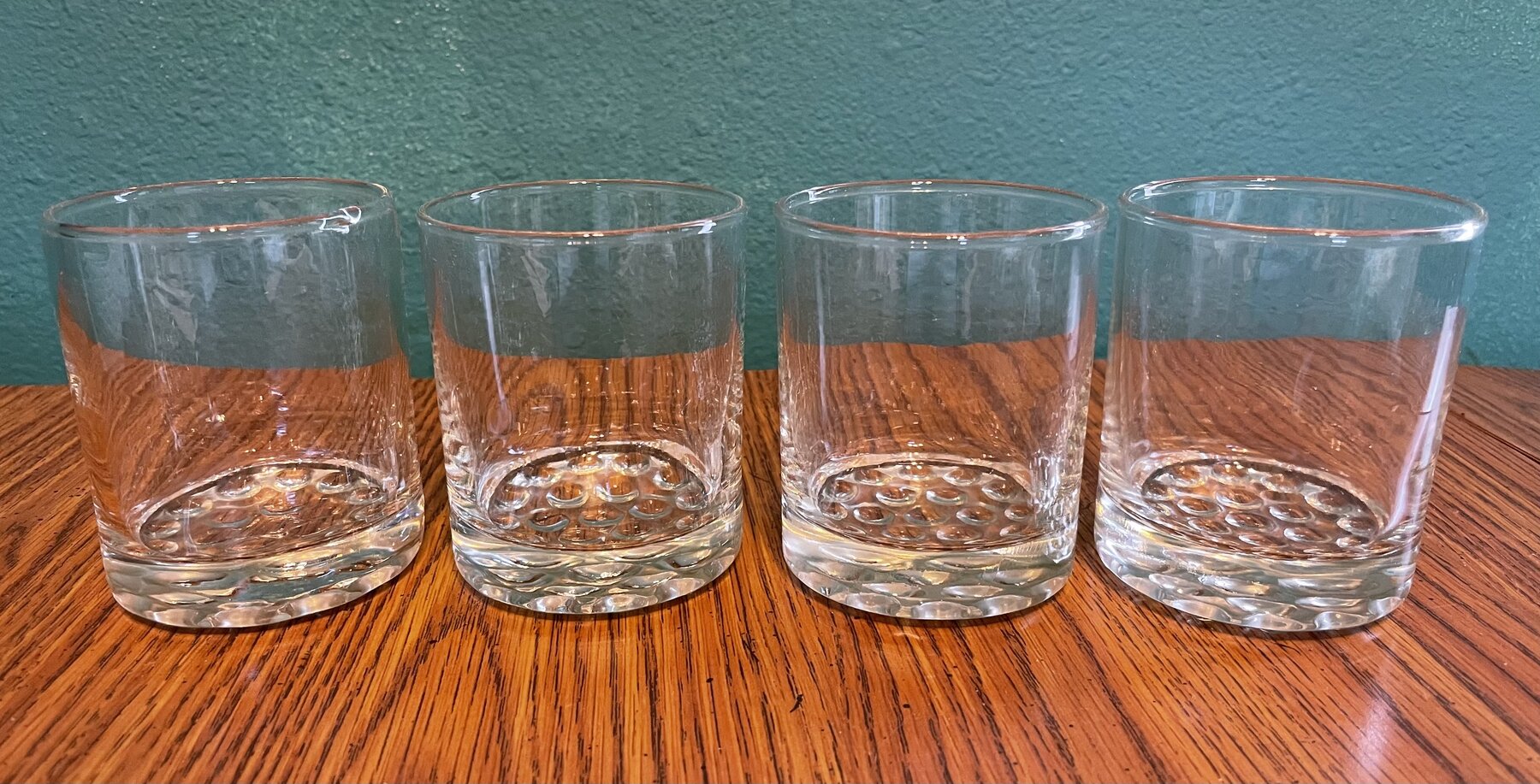 Lot of 4 Vintage Bubble Base Lowball Glasses