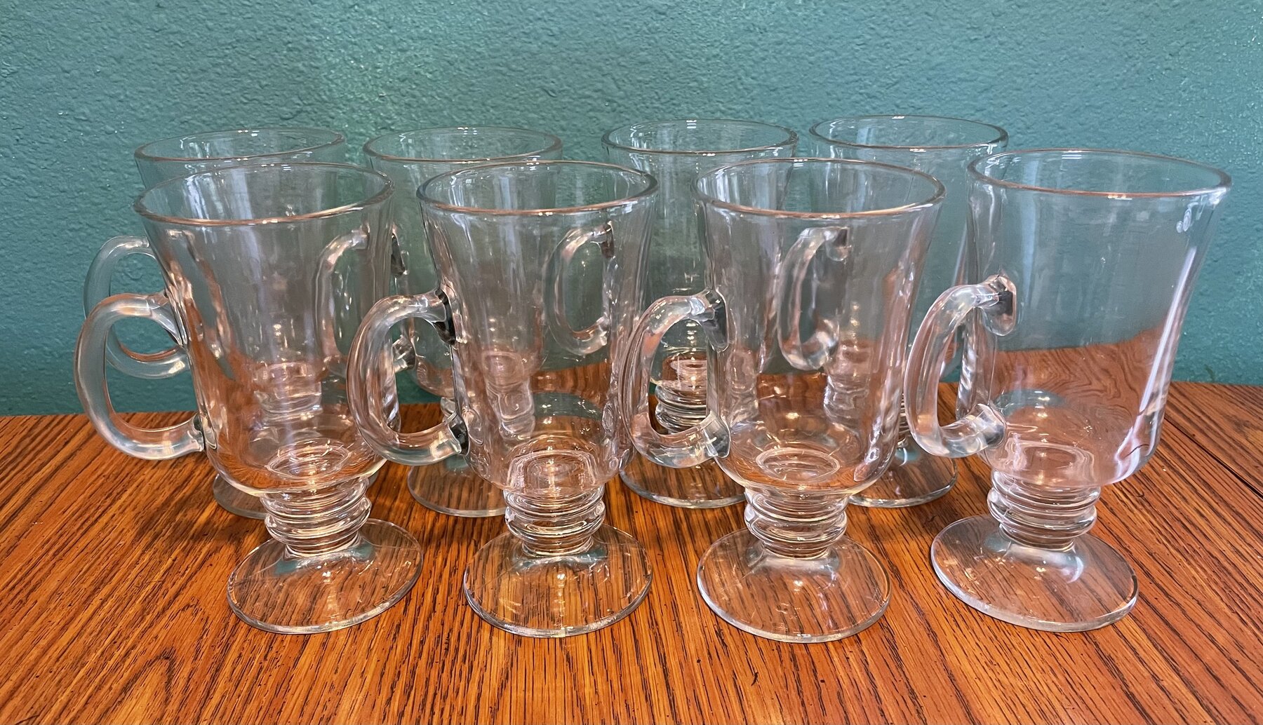 Lot of 8 Glass Irish Coffee Mugs