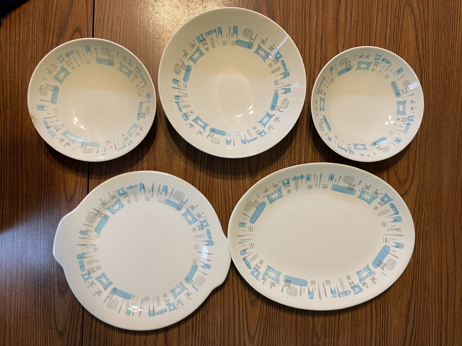 Mid Century Modern Blue Heaven by Royal China Stoneware Dishes