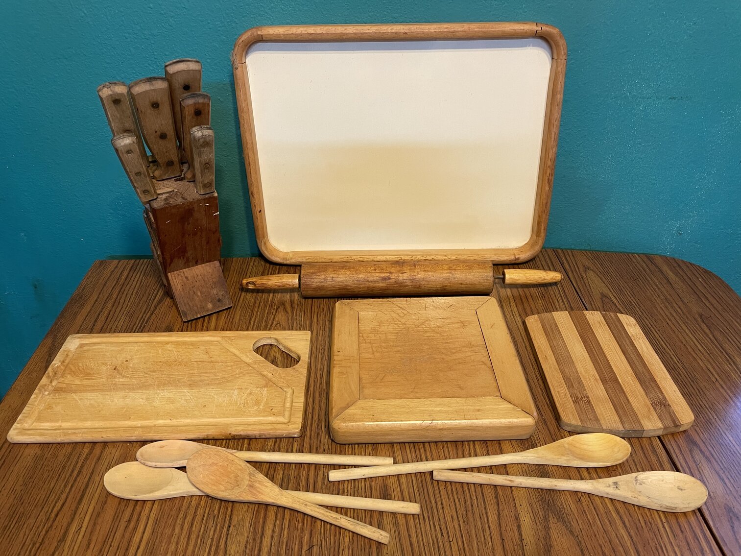 Lot of Vintage Wooden Kitchen Items