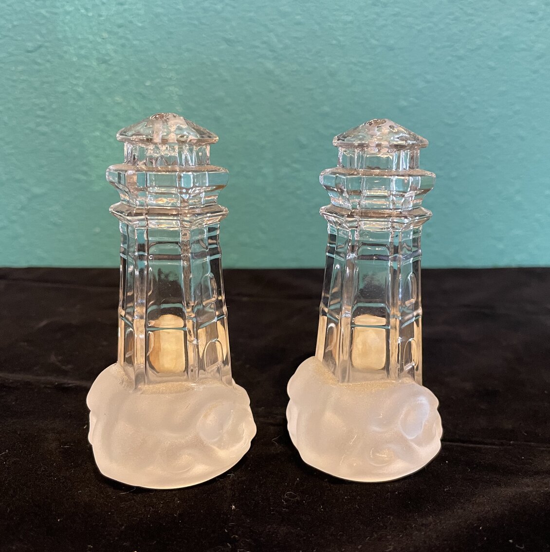 Vintage Lenox Lead Crystal Lighthouse Salt & Pepper Shakers