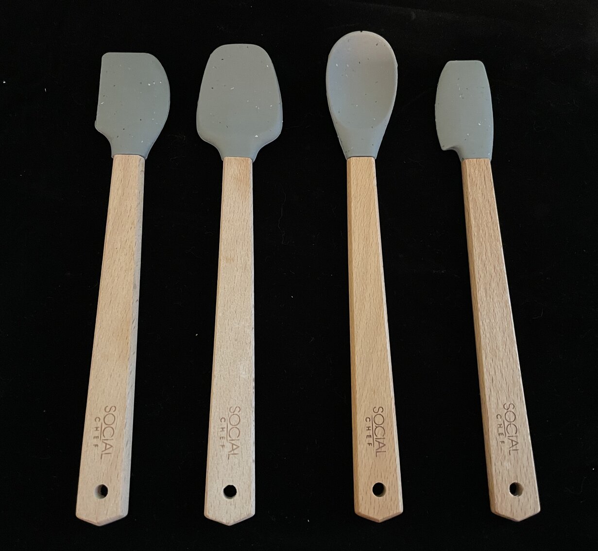 Set of 4 Social Chef Mini Bamboo and Silicone Utensils