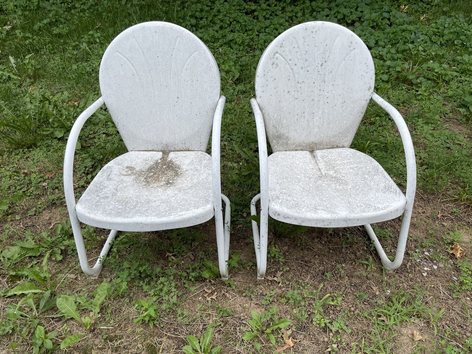 Vintage White Metal Patio Chairs (2)