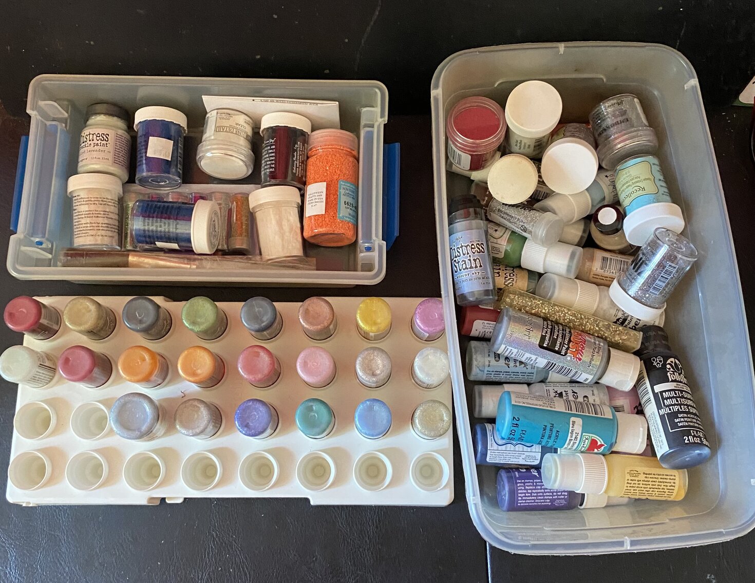 Lot of Arts & Crafts Paint and Glitter, New & Used