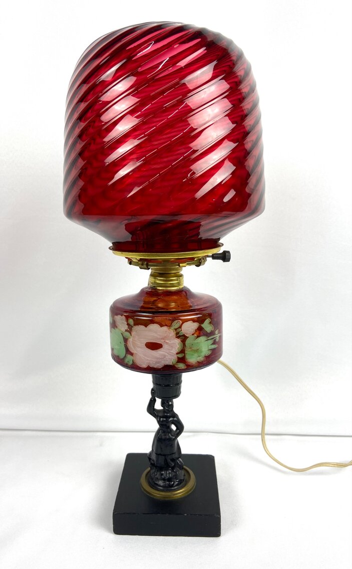 Cranberry Glass Parlor Lamp