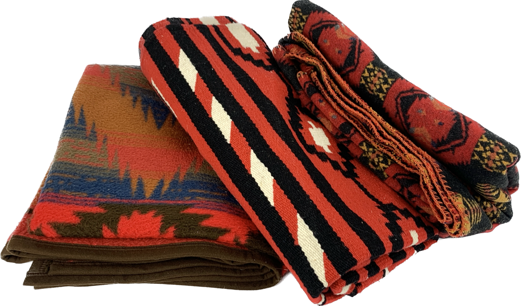 Three Vibrant Vintage Blankets 