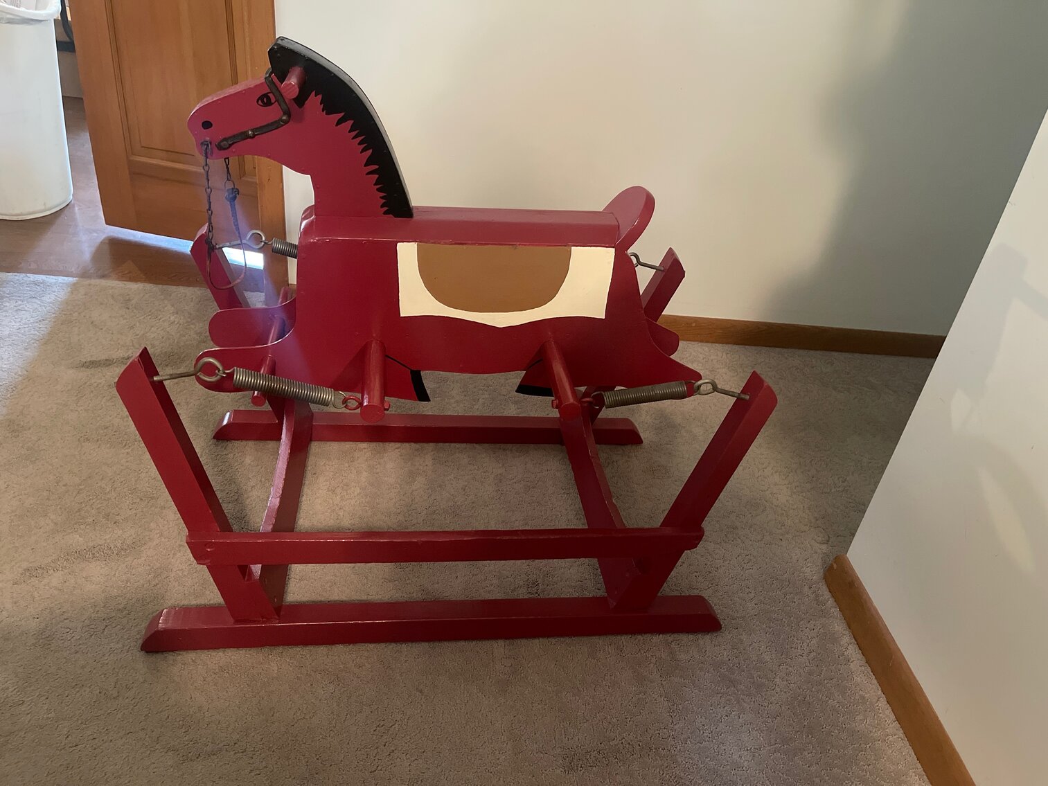 Child's Rocking Horse - homemade wooden, on springs