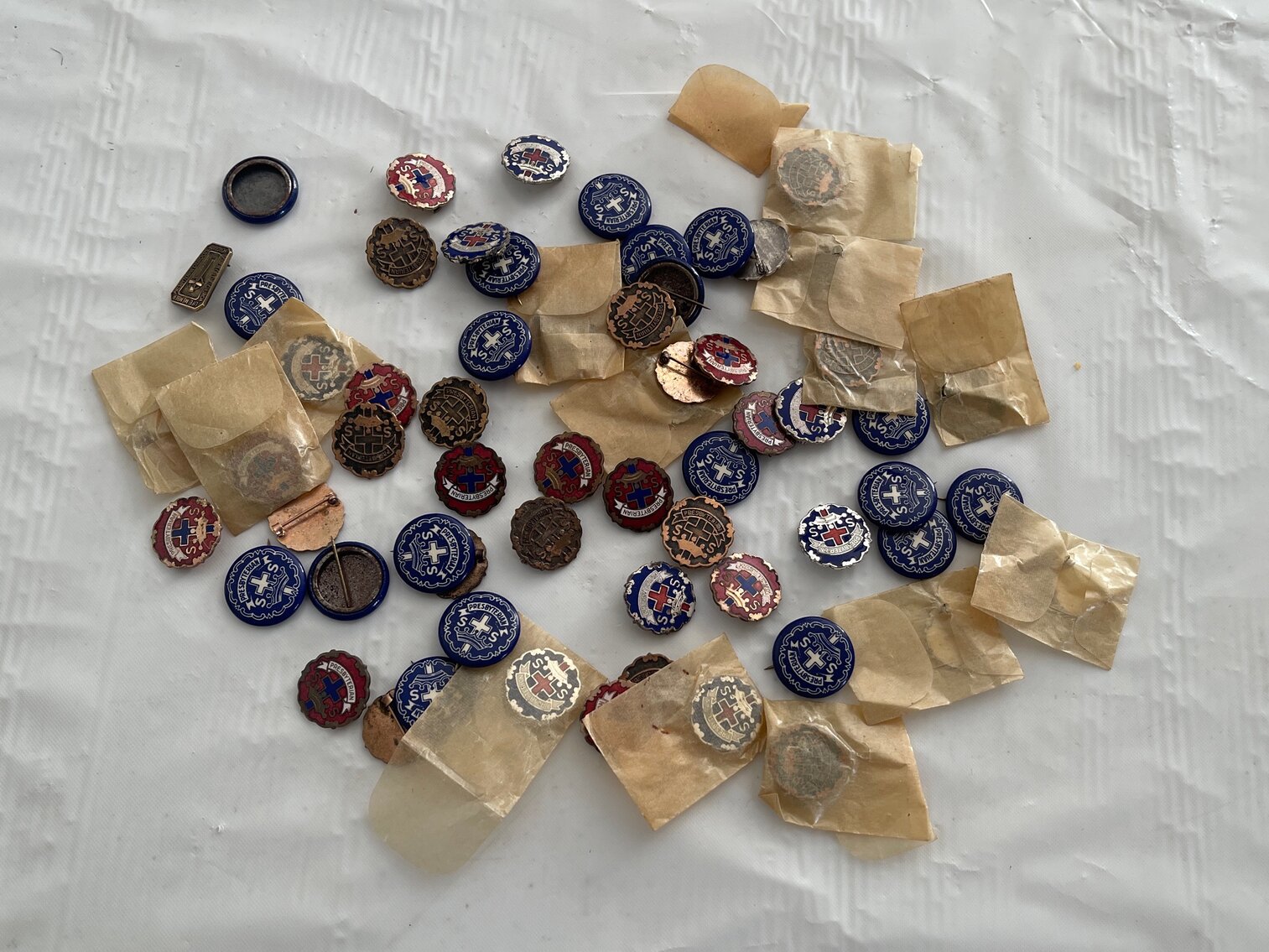 Sunday School pins, vintage, multiple styles