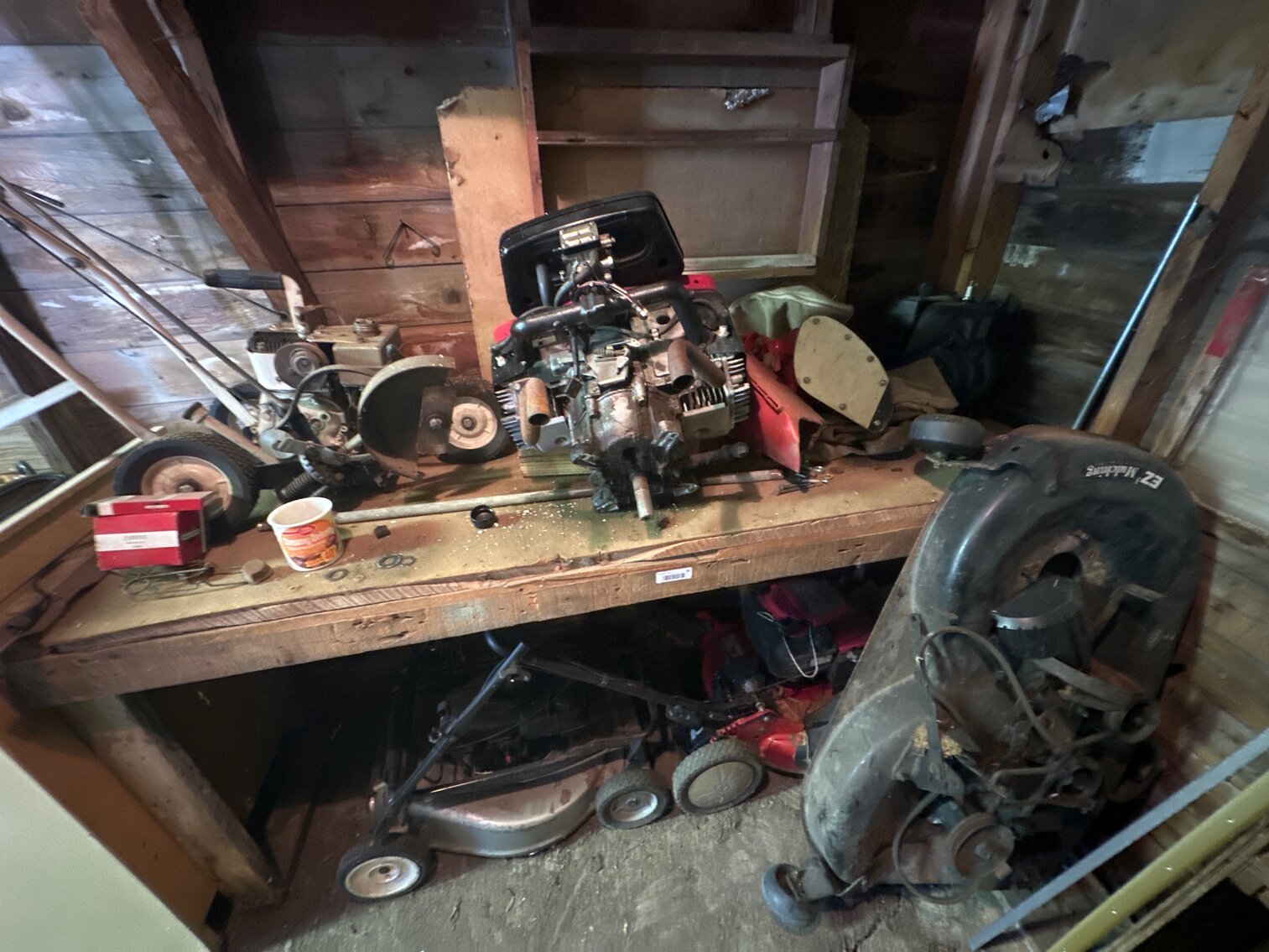 Edger, Scrap Motors, (2) Mowers, and Mowing Deck