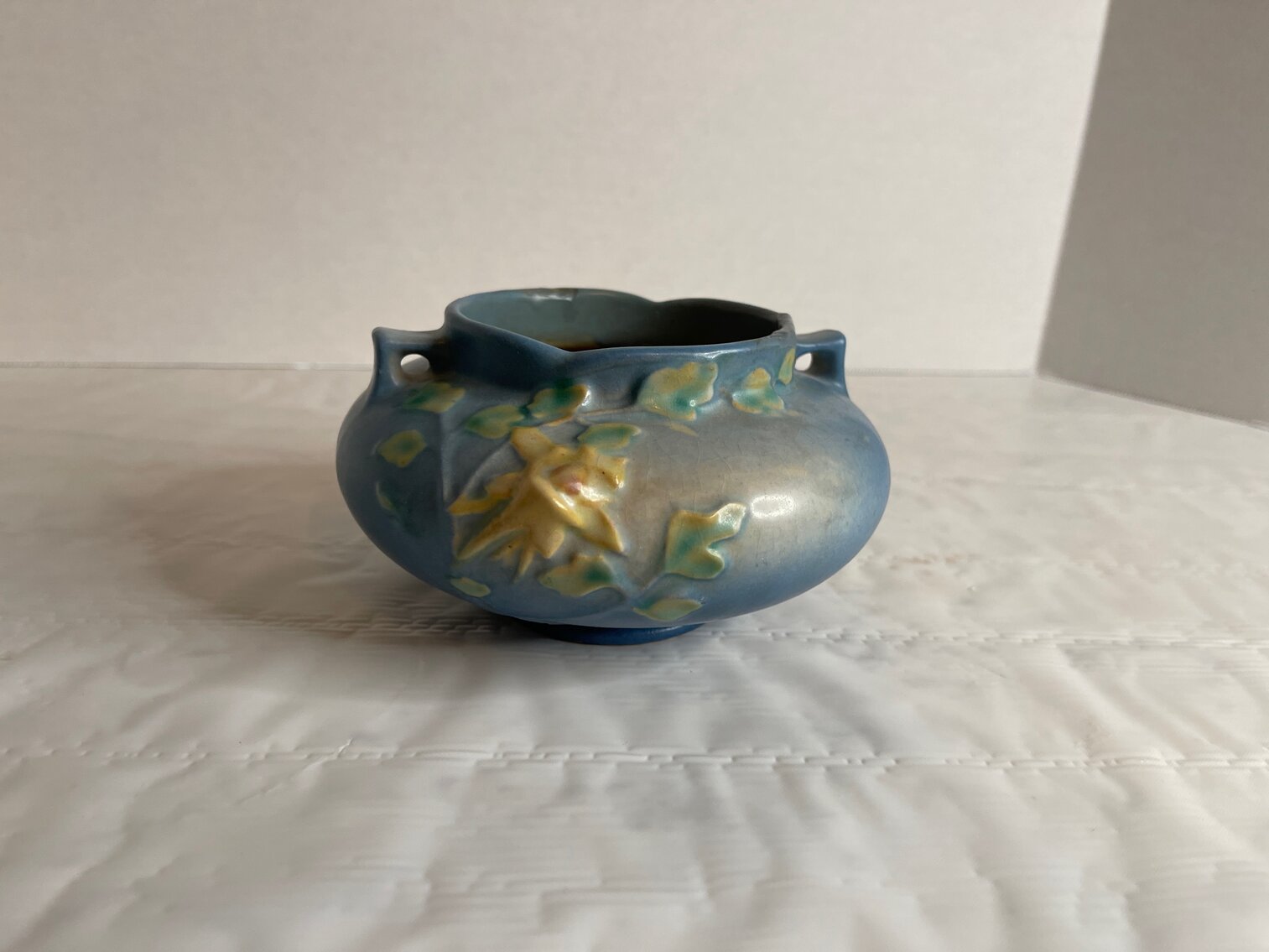Roseville Pottery-Columbine Blue Jardiniere Planter