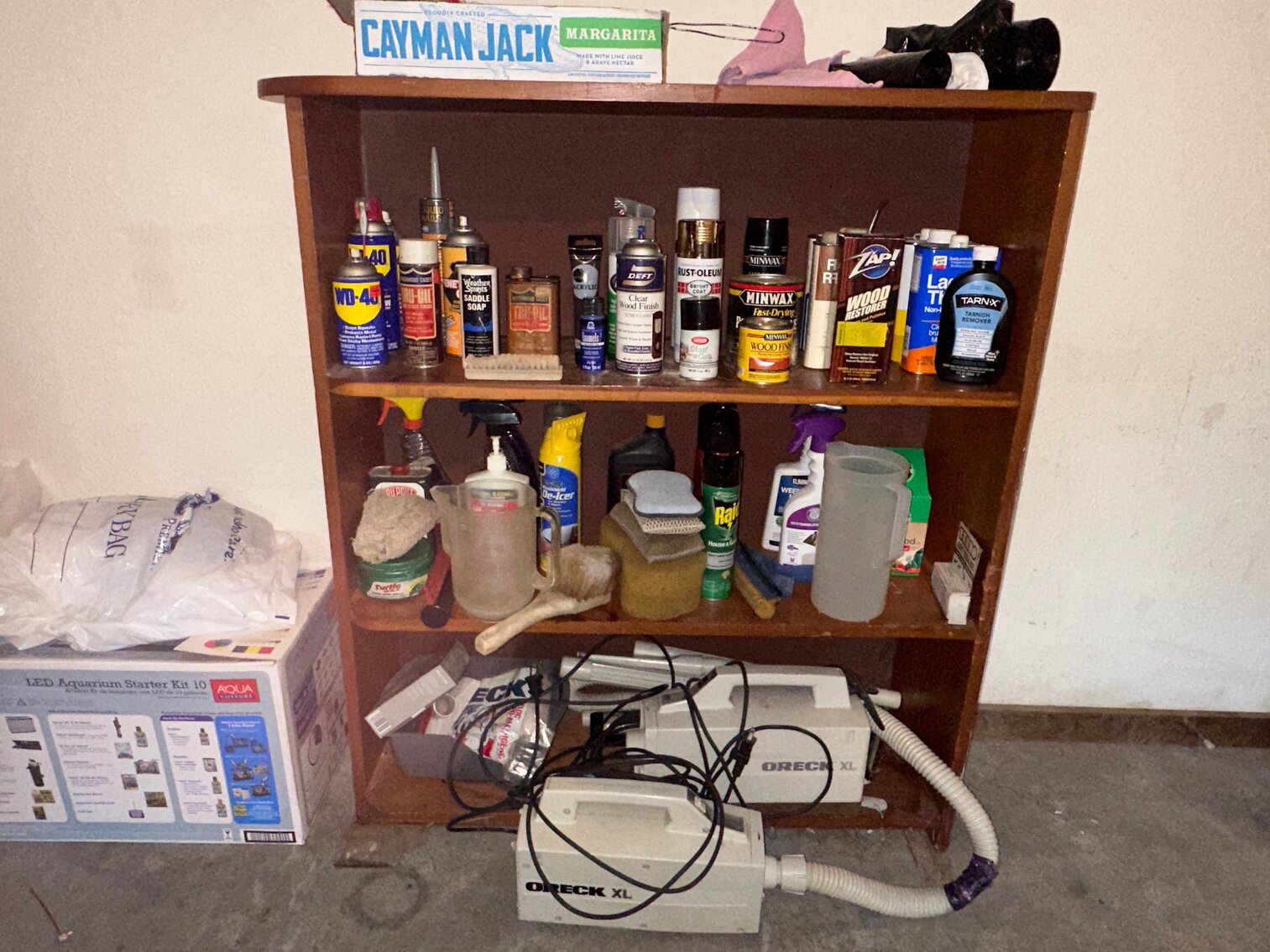 Garage shelf unit and contents