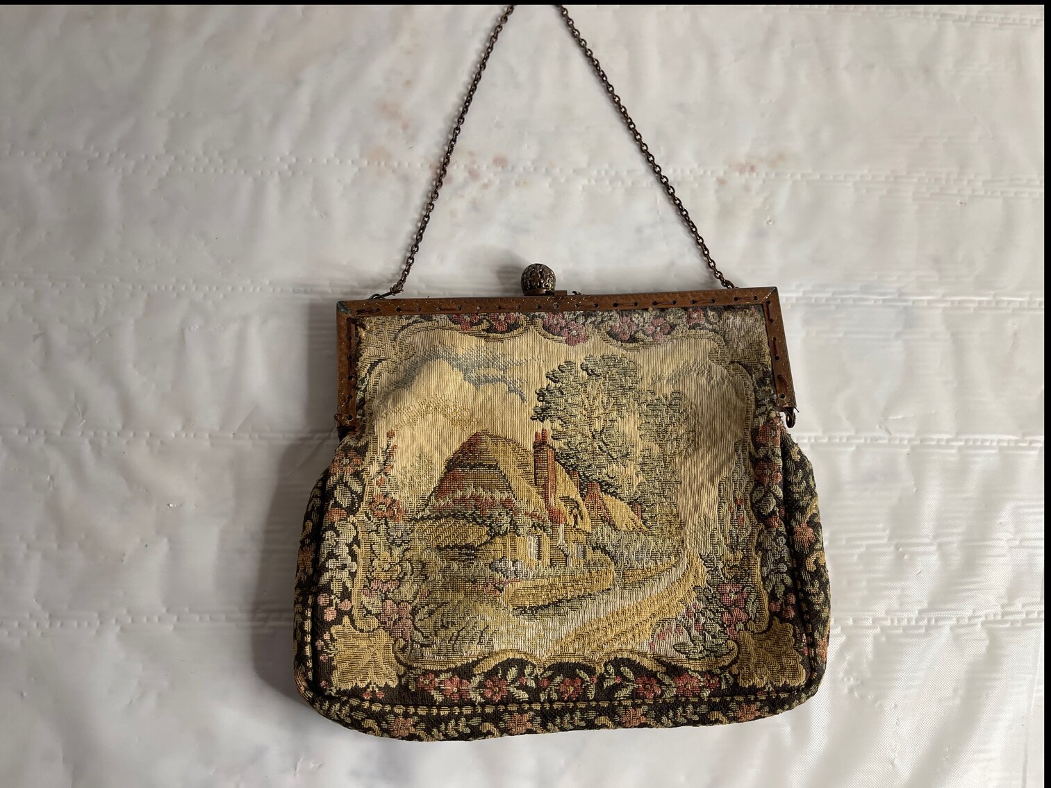 Antique French Tapestry Evening Bag