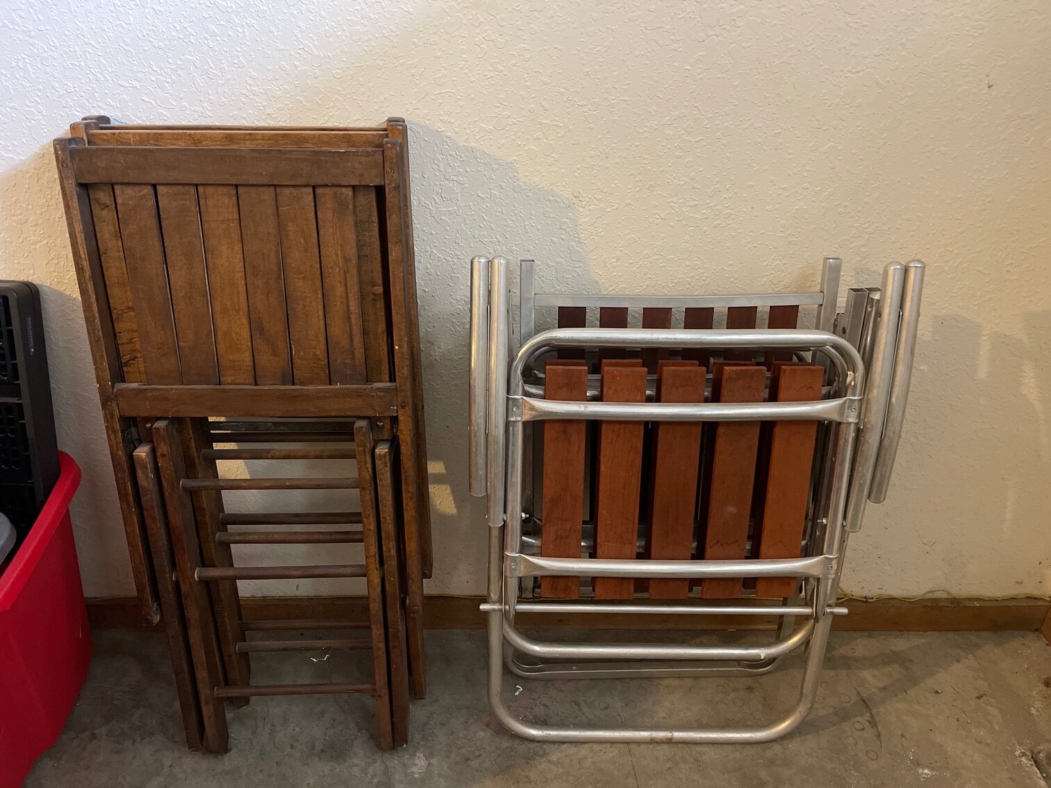 Wooden folding chairs and lawn chairs