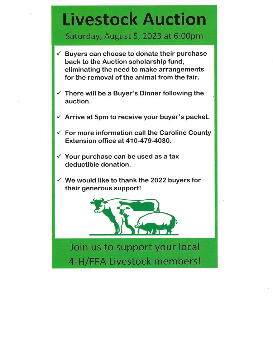 Image for Aug 5, 2023 4-H/FFA Livestock Auction - Caroline/Dorchester County Fair