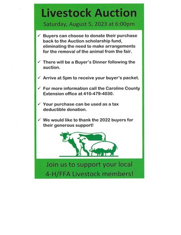 Image for Aug 5, 2023 4-H/FFA Livestock Auction - Caroline/Dorchester County Fair
