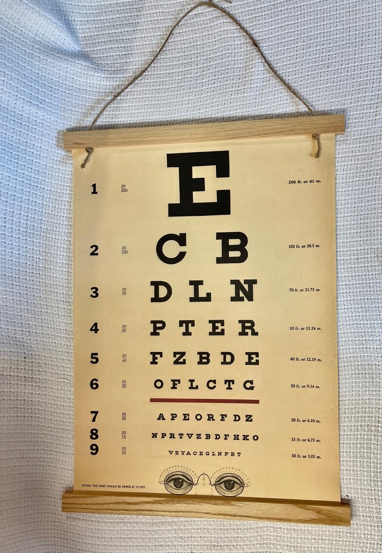 Vintage Look Eye Chart Poster and Magnetic Frame Lot 2 of 3