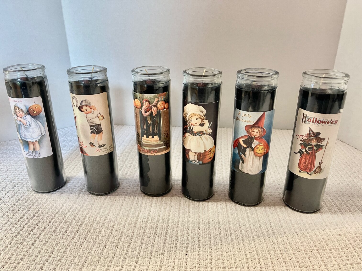 6 Vintage Style Pillar Candles Lot 1 of 2
