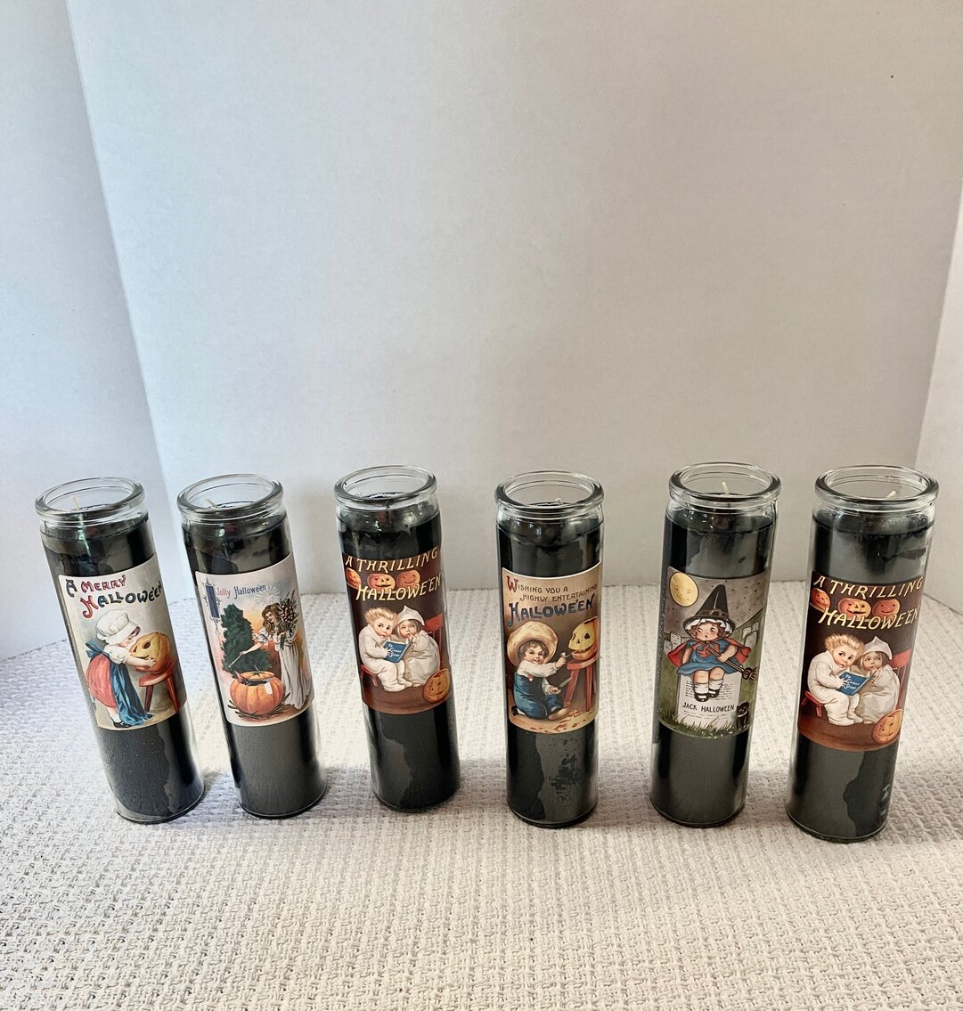 6 Vintage Style pillar candles Lot 2 of 2