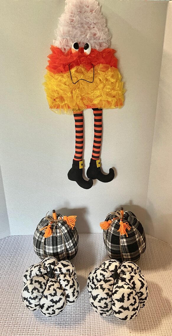 28” Candy Corn Door Hanger and Pumpkins Lot 2 of 2