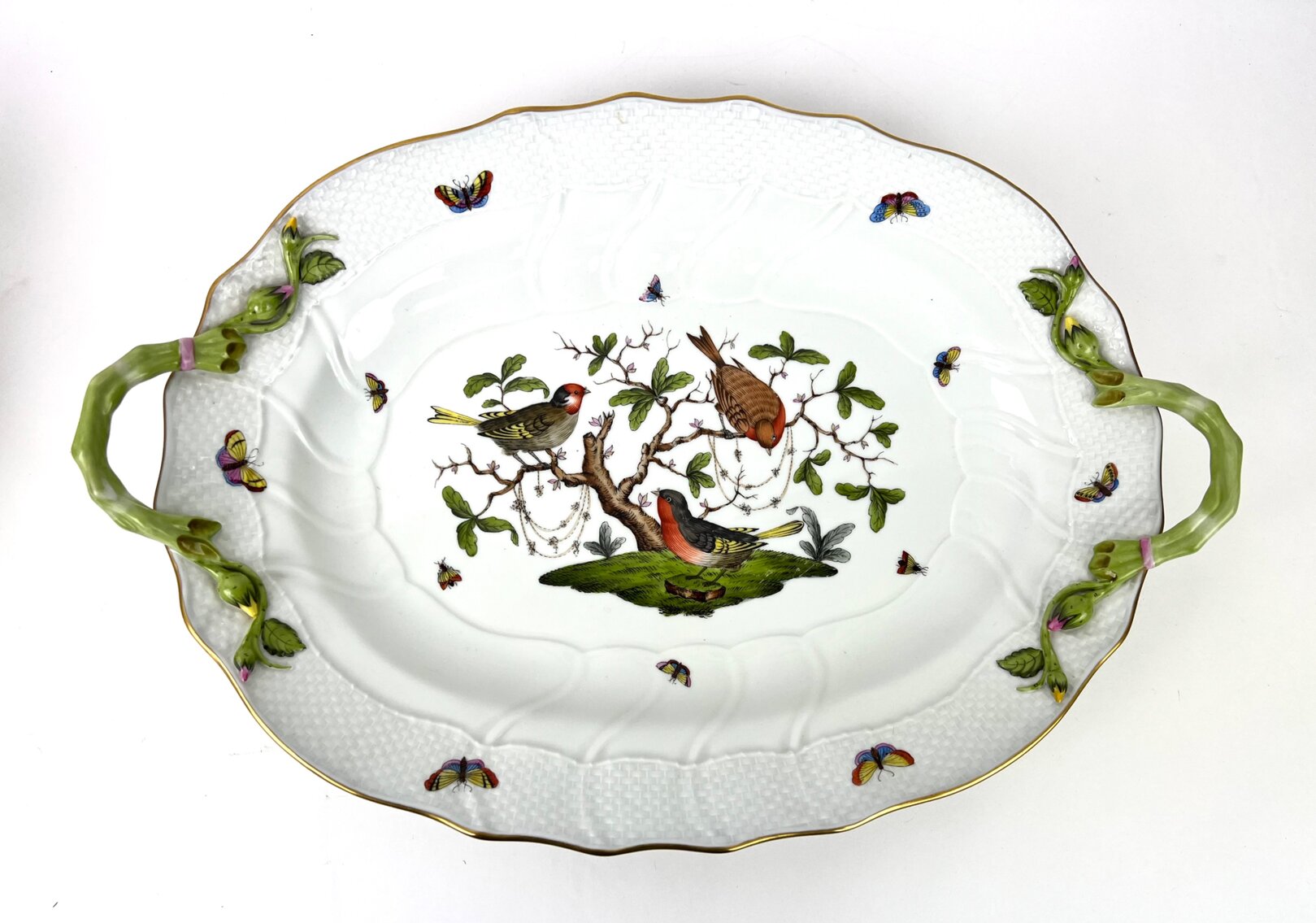 Herend hand-painted Rothschild Bird Oval Platter / Under Plate 