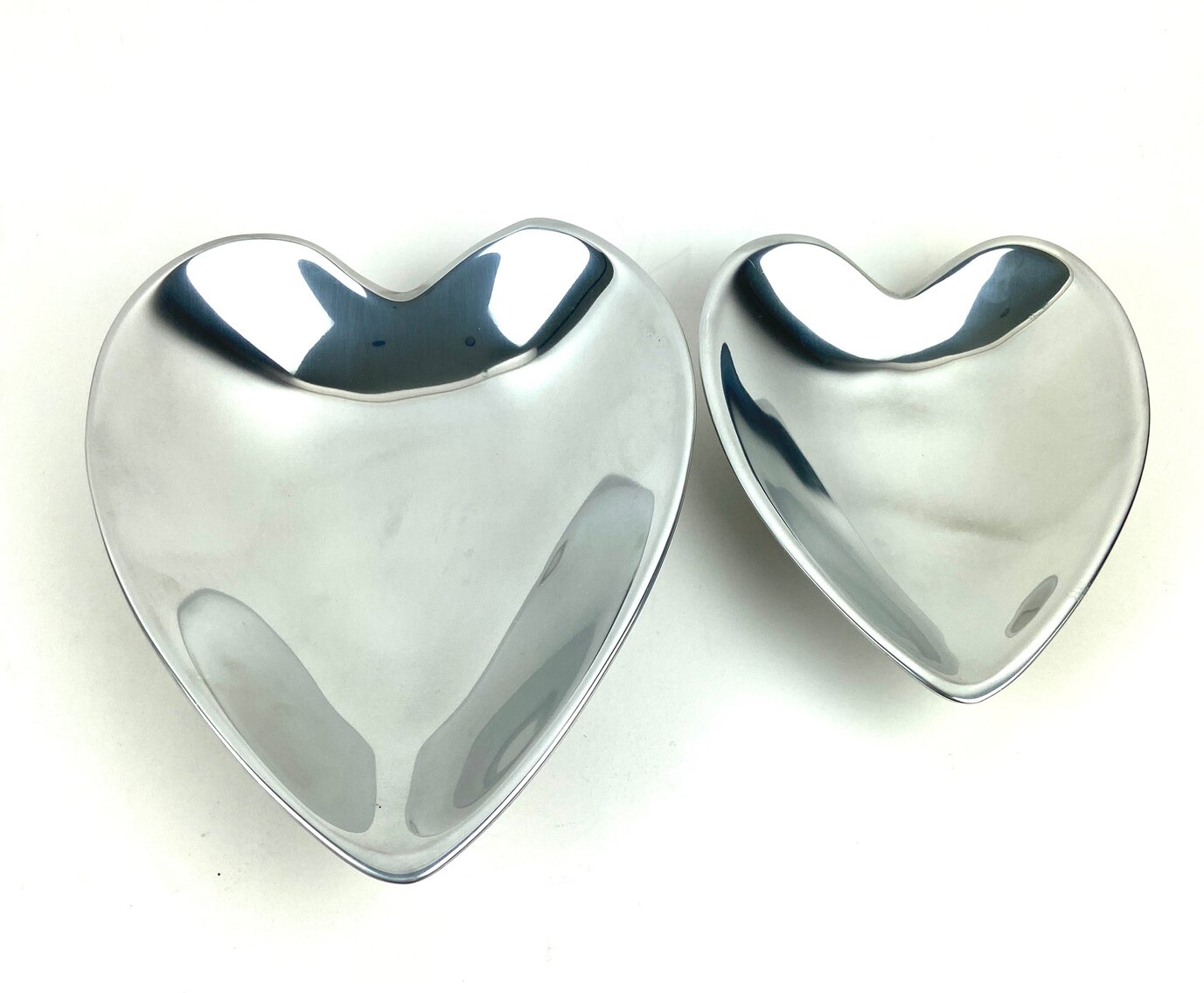 Nambé Heart Plates - Small Heart #118B and Larger Heart #119