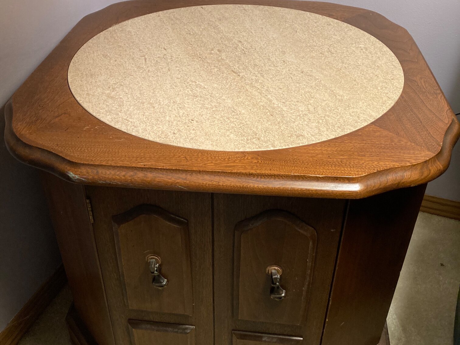 Marble Top Pair of End Tables, Sofa Table
