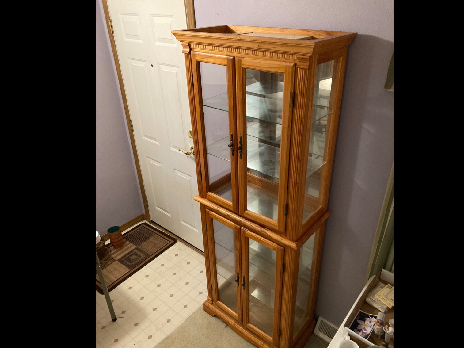 Glass Shelf, Wood Curio Cabinet
