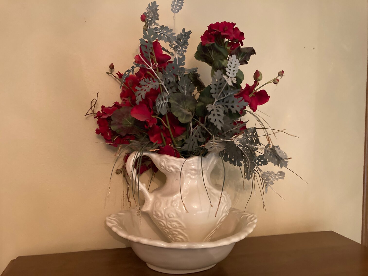 Water Pitcher, Bowl With Florals