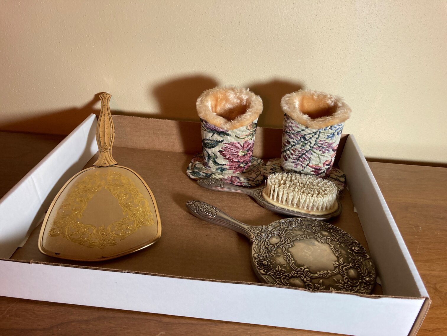 Eye Glass Holders, Vintage Mirror and Brush