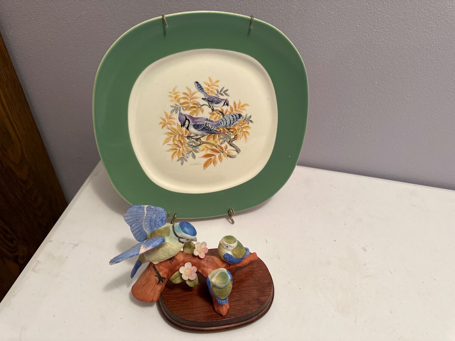 Blue Jay Bird Figure and Plate