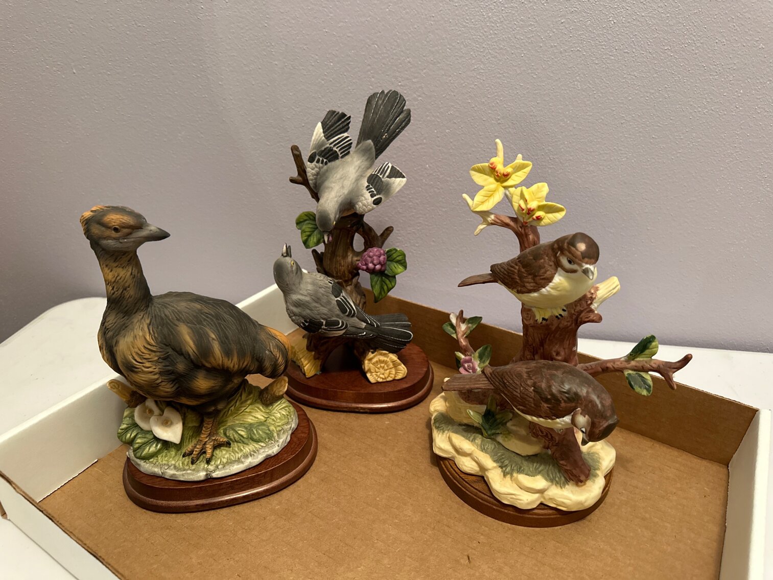 Bird Figrines with Wood Bases