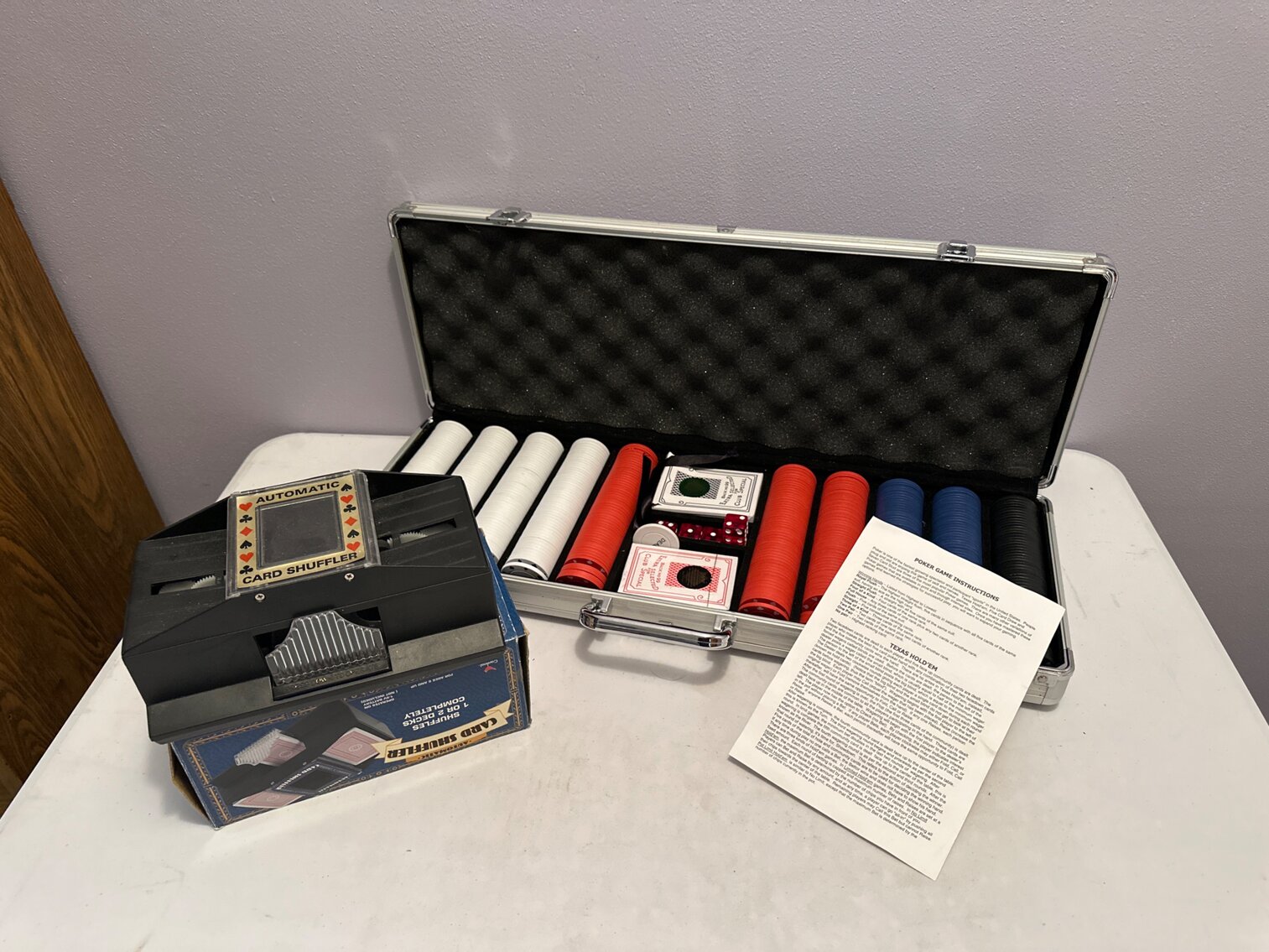 Poker Chips and Card Shuffler
