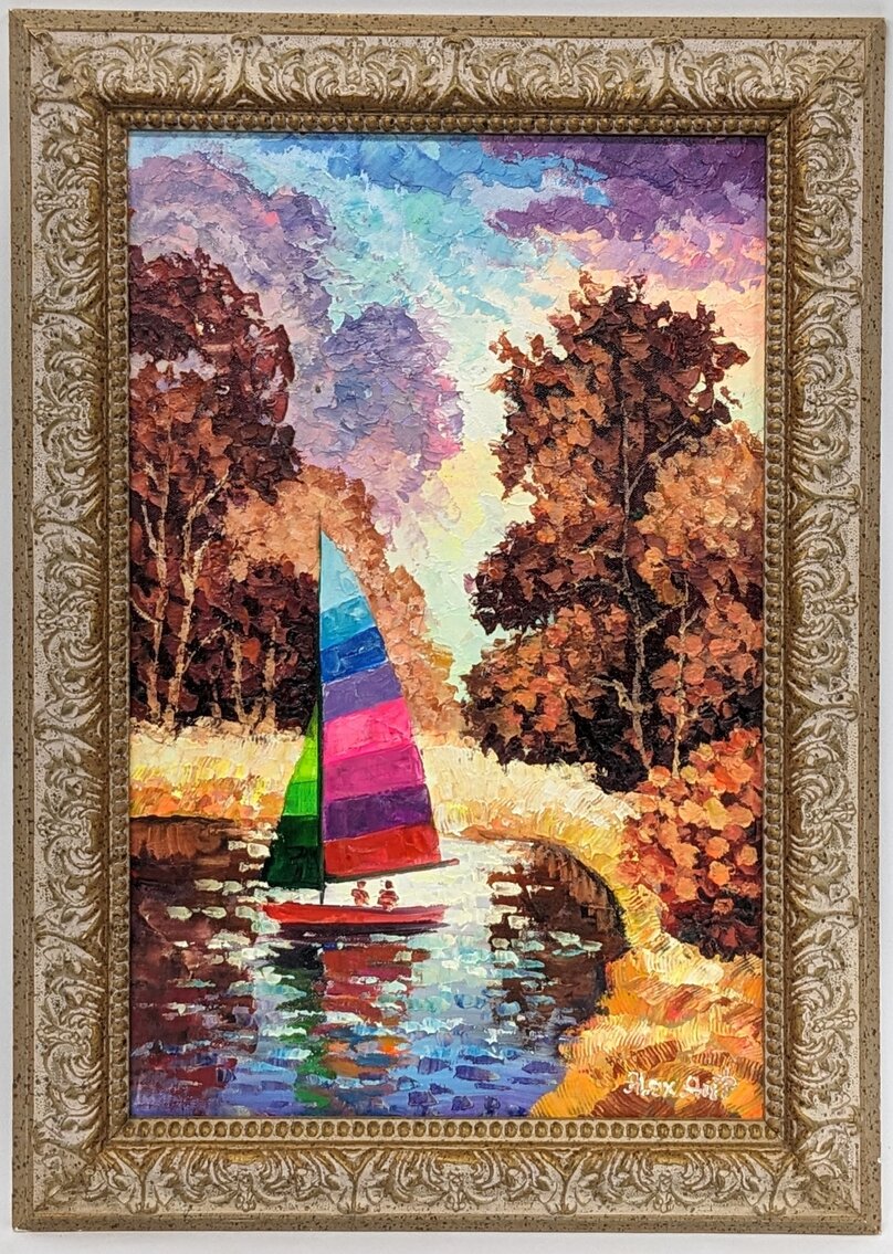 Alexander Antanenka: "Happy Sail" Original Signed Oil on Canvas with COA, Framed