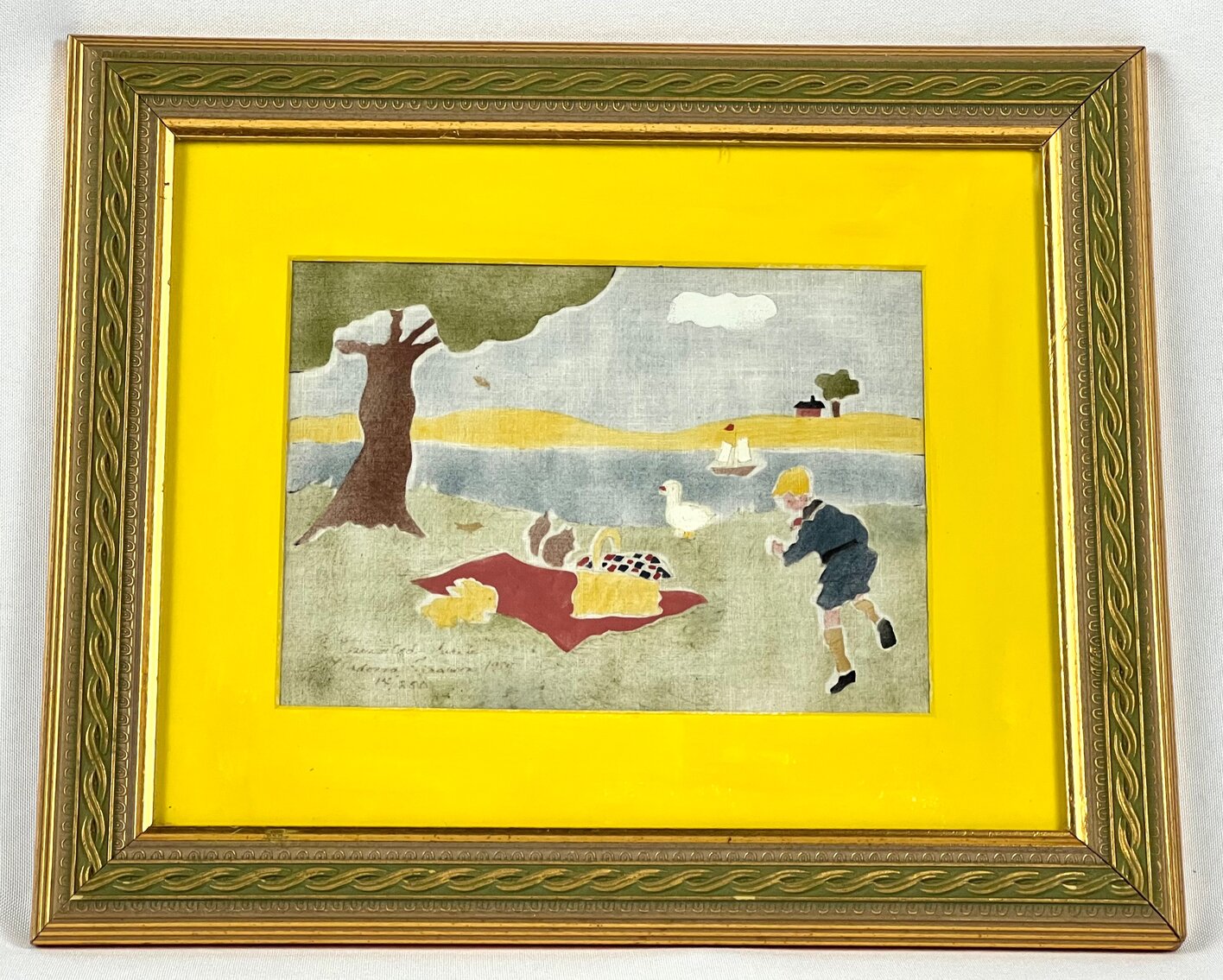 Ferguson/Roossien: "Uninvited Guests" Framed Hand-Stenciled Fabric Picture #14/250, With COA 1983