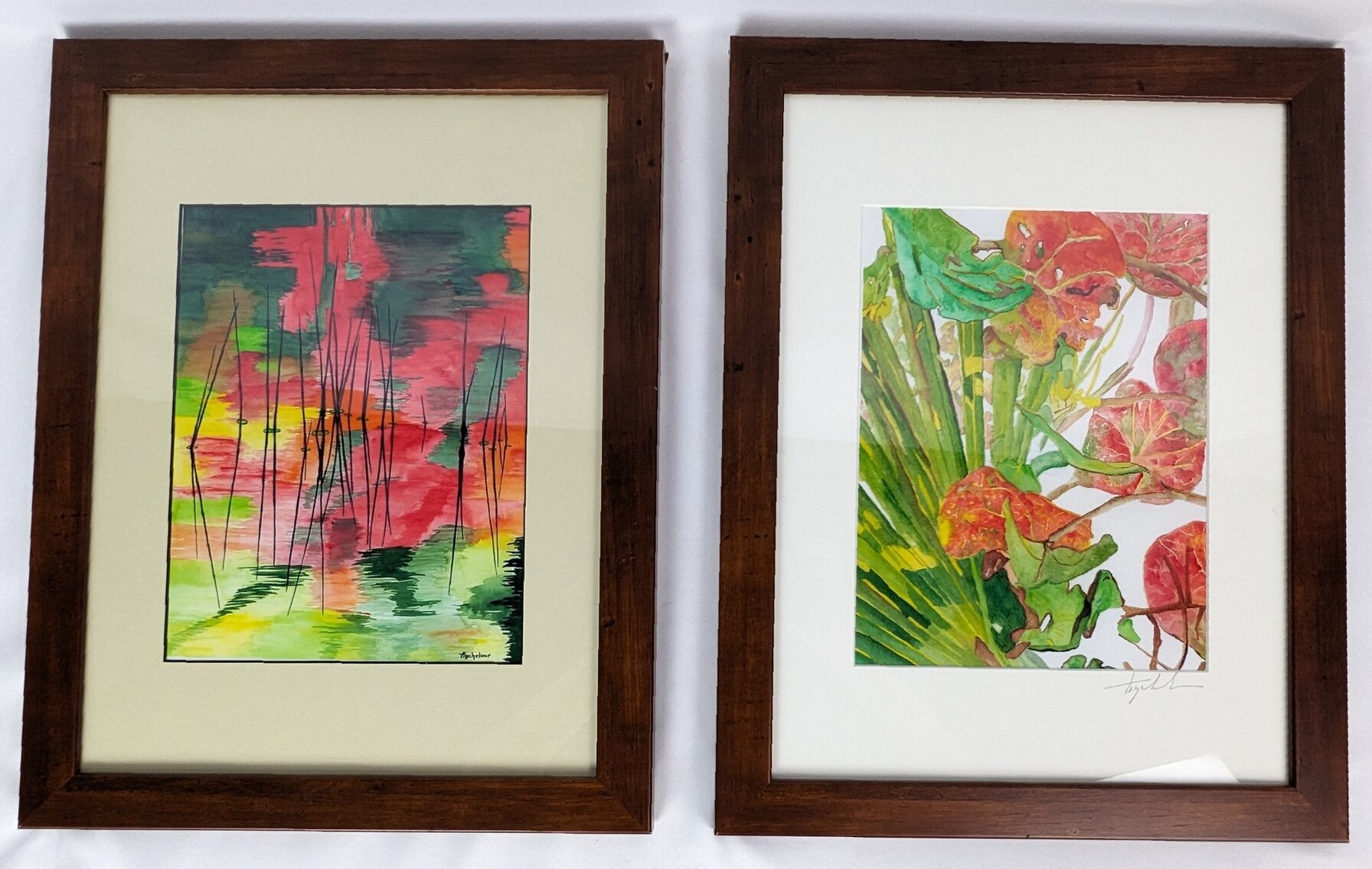 Anneke Tigchelaar: Two Framed Watercolor Prints - One Signed