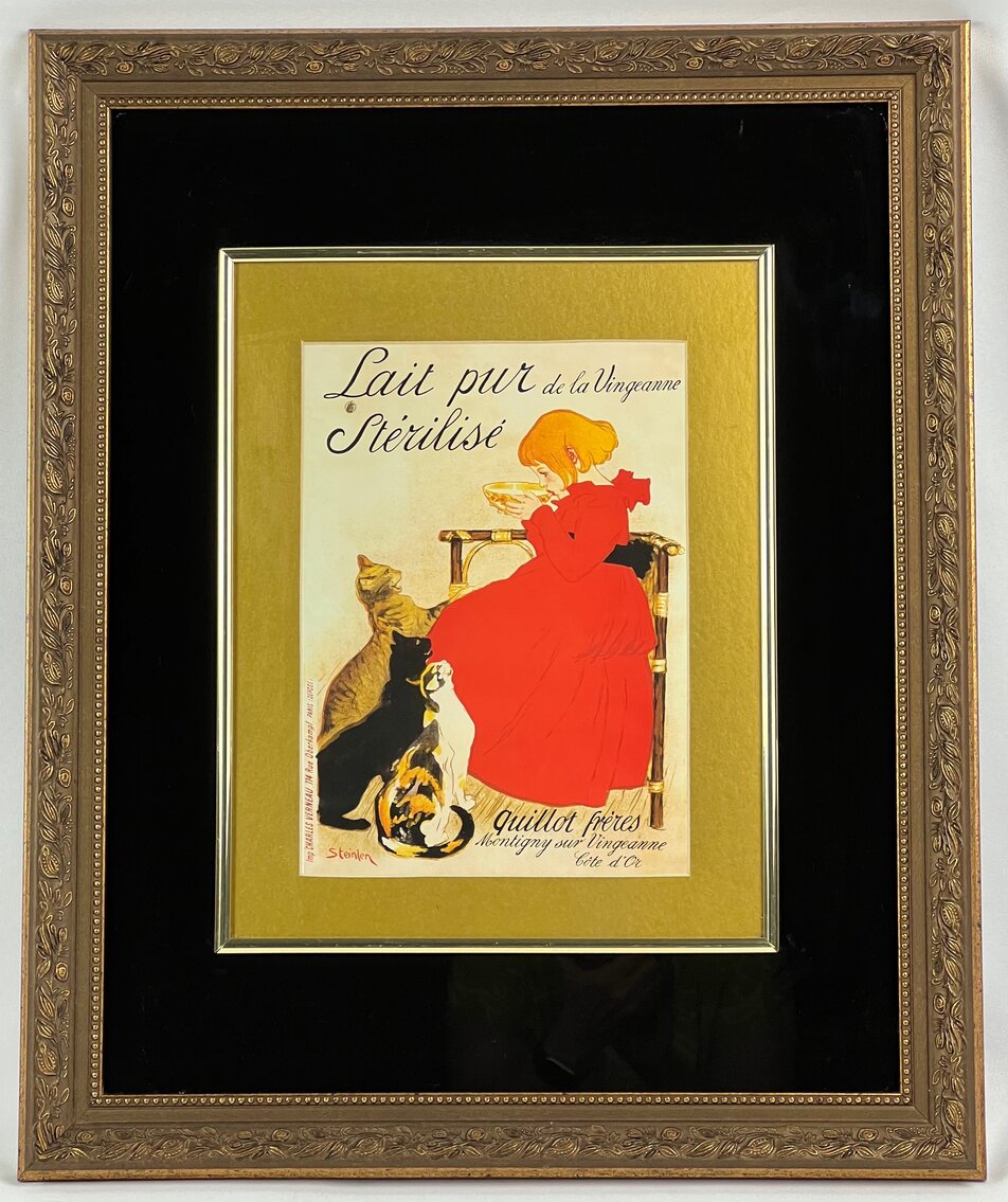 T. Steinlen: "Lait pur de la Vingeanne Sterilise" Framed French Print of 1894 Poster