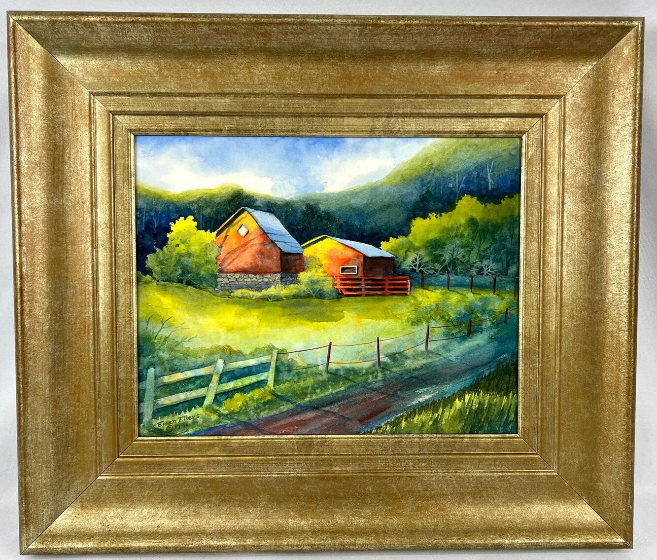 Ellen Eilers: Signed, Framed Landscape Watercolor 1991