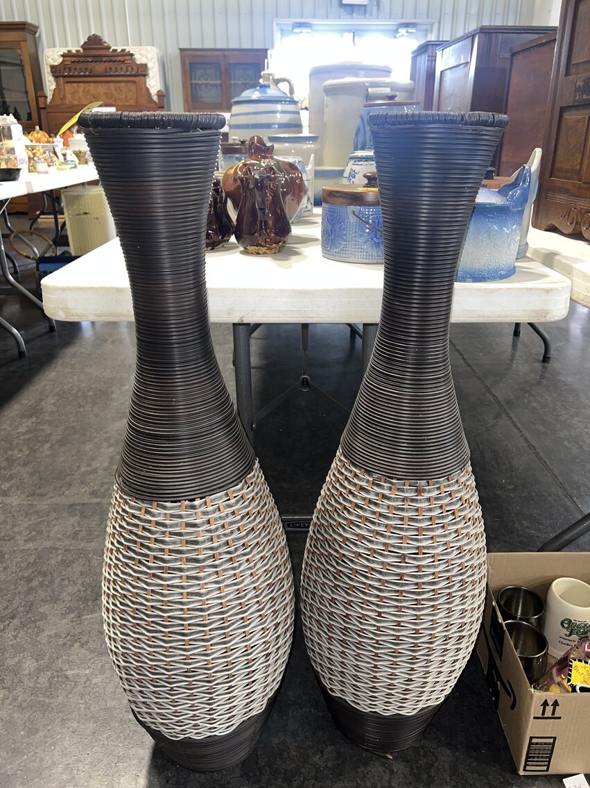 2 LARGE WICKER VASES