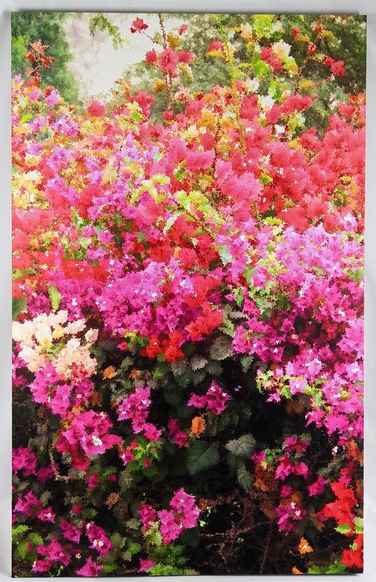 Tall Open Canvas Floral Print on Wood Frame